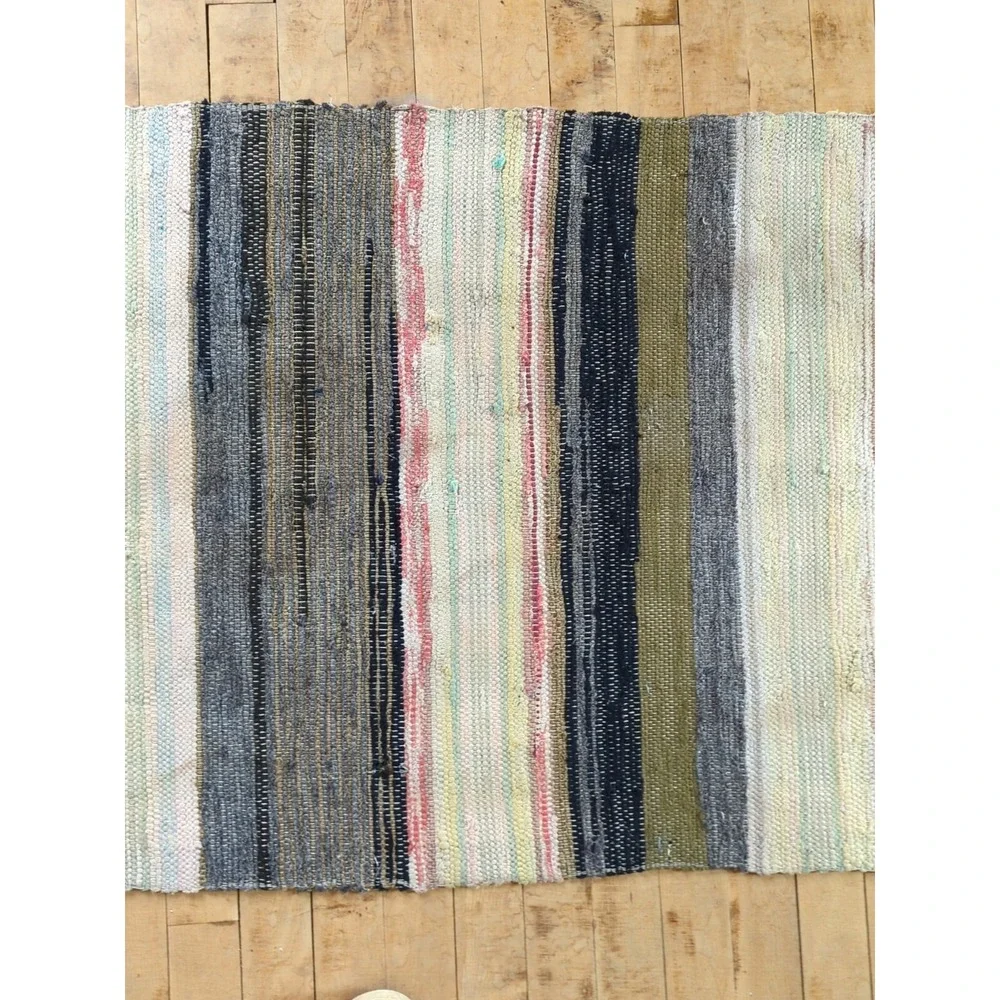 Antique Imported Swedish Hand Made Rag Rug Runner (25.75